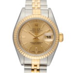 Rolex Oyster Perpetual Datejust Gold Dial Color Watch Front View