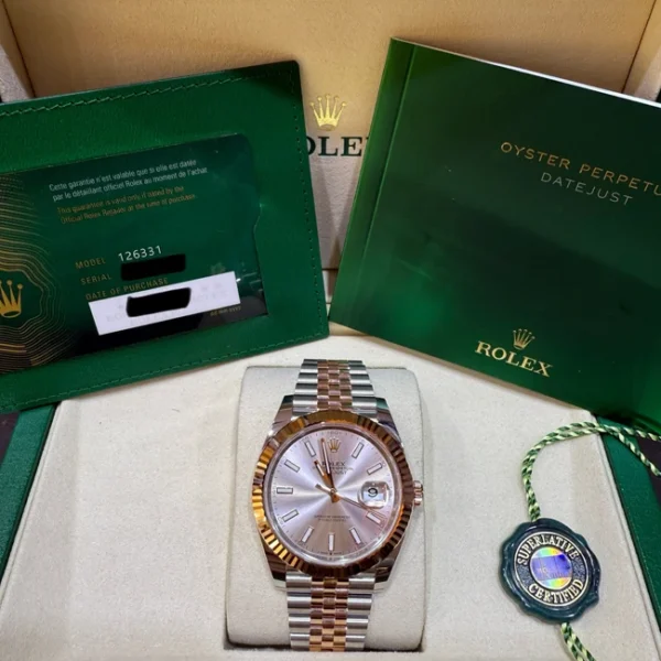 Rolex Datejust 41 Sundust Index Oystersteel Rose Gold 126331 - Full set