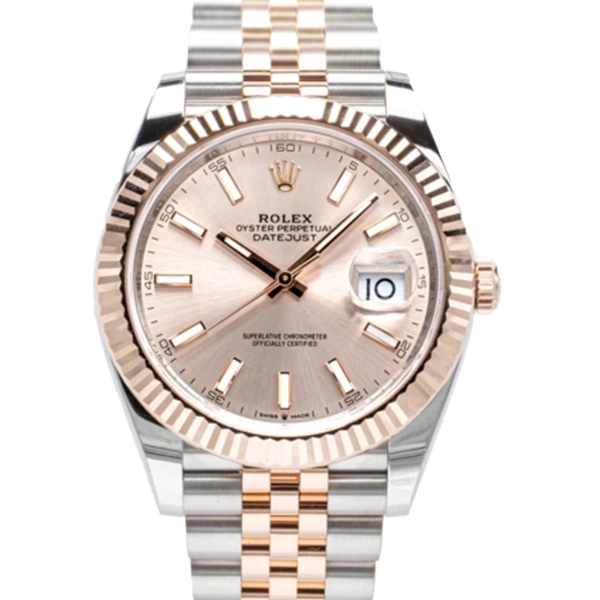 Rolex-Datejust-41-Sundust-Index-Oystersteel-Rose-Gold-126331-Stock-photo-Close-front-look-600x600