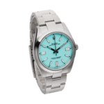 Rolex Oyster Perpetual 41 Ref. 124300 Turquoise Blue Dial Color Watch Side View 1