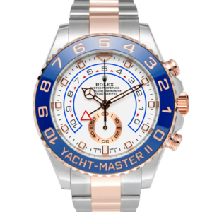 Rolex Rolesor Rose Gold Two Tone Yacht Master 2 116681 White Dial Color Watch Front View
