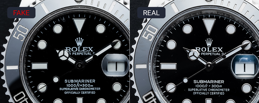 How to Spot a Fake Rolex Close up on the dial