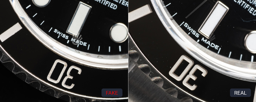 How to Spot a Fake Rolex by the Laser-etched coronet (LEC) on glass