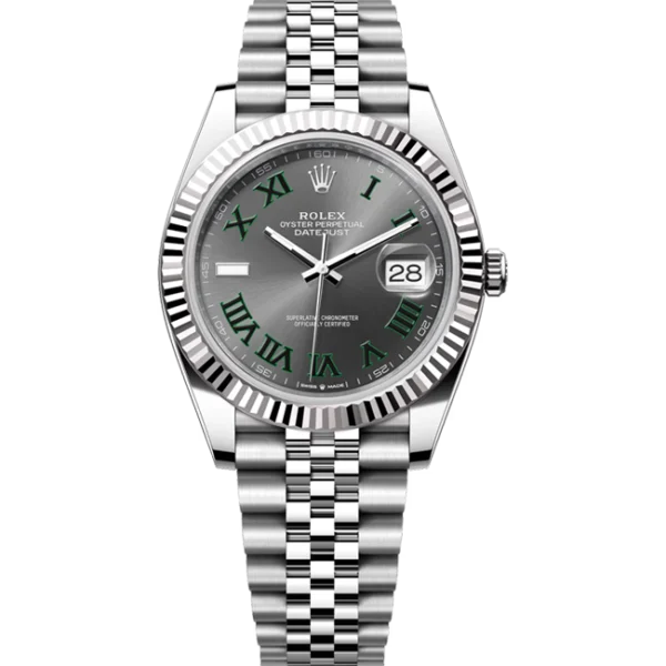 rolex datejust 41 wimbledon dial jubilee 126334 front