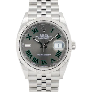 rolex datejsut 36 wimbledon dial jubilee 126234 close front