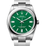 Rolex Oyster Perpetual 36 Green Dial Color 126000 close Front View