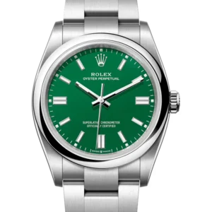 Rolex Oyster Perpetual 36 Green Dial Color 126000 close Front View