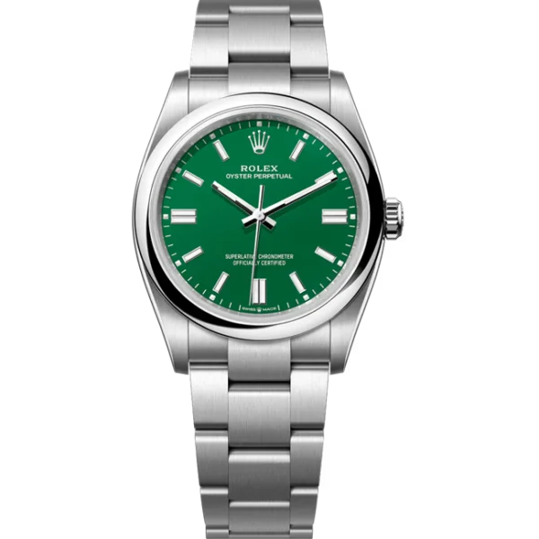 Rolex Oyster Perpetual 36 Green Dial Color 126000 Front View