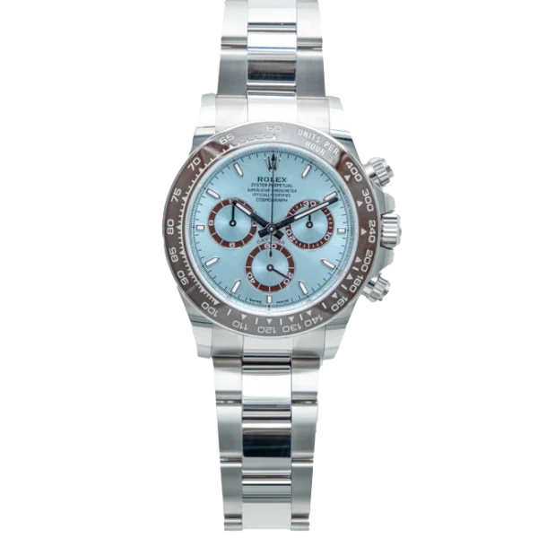 rolex daytona platinum ice blue 126506 - front view