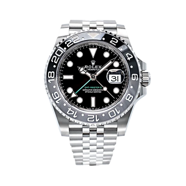 Rolex GMT-Master II Bruce Wayne Jubilee 40mm Black Dial Black and Grey Bezel - 126710GRNR - Brand New 2024 front look