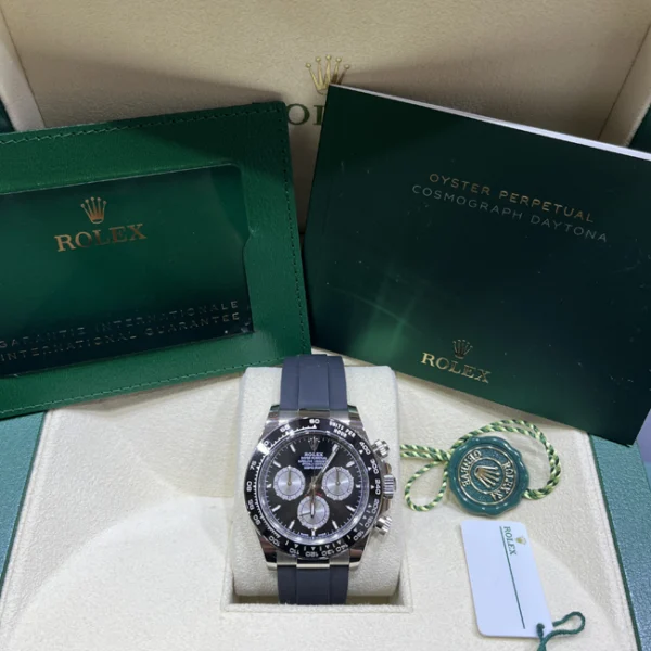 Rolex Daytona Baby Le Mans White Gold Black Steel Dial 40mm Oysterflex 126519LN Brand New 2024 full set