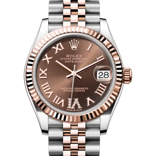 Rolex Datejust 31 Chocolate Roman Diamond Dial 278271 closer