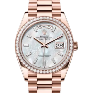 Rolex Day Date Mother of Pearl Dial Diamond Bezel 128345rbr closer