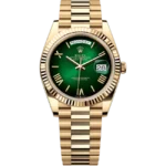 Rolex Day-date 40 Green Ombre Roman Numerals Yellow Gold 228238 front