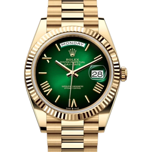 Rolex Daydate Green Ombre 228238 closer