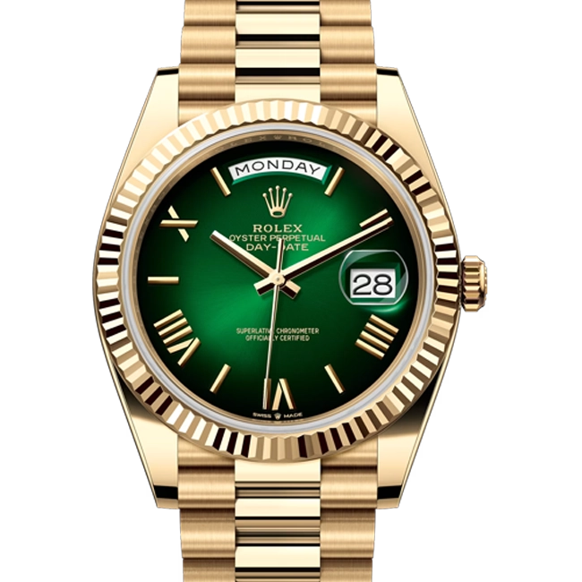 Rolex Daydate Green Ombre 228238 closer