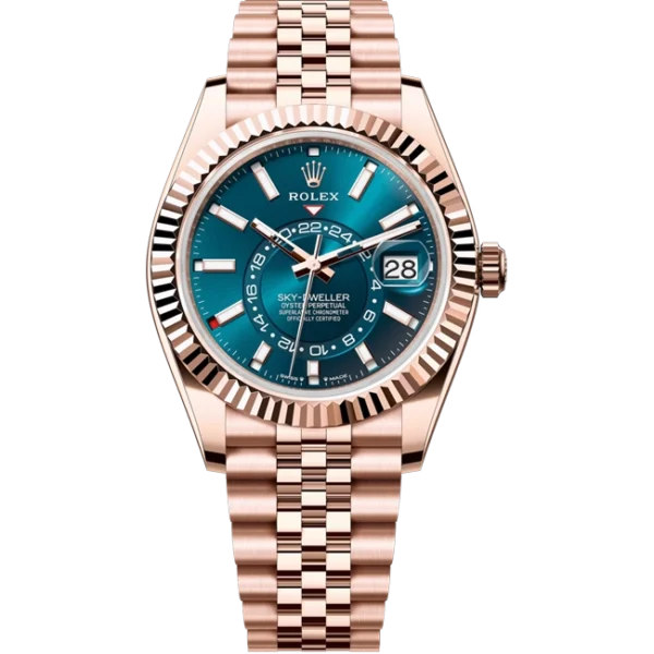 Rolex Sky Dweller Rose Gold Blue Green Dial 336935 front