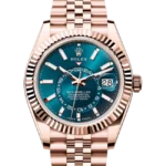 Rolex Sky Dweller Rose Gold Blue Green Dial 336935 closer