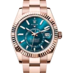 Rolex Sky Dweller Blue Dial Rose Gold Oyster 336935 closer