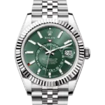 Rolex Sky Dweller Green Dial Stainless Steel Jubilee 336934 closer