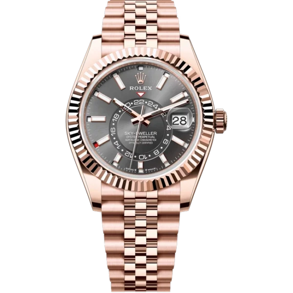 Rolex Sky Dweller Rose Gold Slate Dial Jubilee 336935 front look