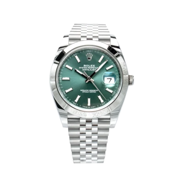 Front - 126300 Green datejust 41 Jubilee Smooth Bezel