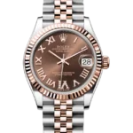 Rolex Datejust 31 Chocolate Roman Diamond Oystersteel Rose Gold Jubilee 278271 - Stock photo - Close front look