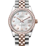 Rolex Datejust 31 Mother of Pearl Diamond Oystersteel Rose Gold Jubilee 278381RBR - Stock photo - Close front look