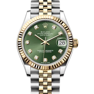 Rolex Datejust 31 Olive Green Diamond Dial Jubilee 278273 - Stock Pic - Close front look