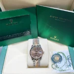 Rolex Datejust 31 Rose Gold & Stainless Steel Chocolate Roman Diamond Dial Fluted Bezel Jubilee 278271 - Full set