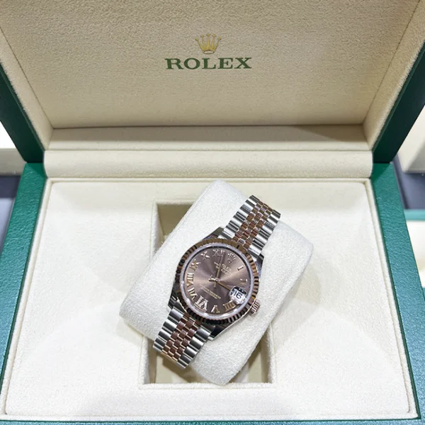 Rolex Datejust 31 Rose Gold & Stainless Steel Chocolate Roman Diamond Dial Fluted Bezel Jubilee 278271 - Top view