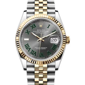 Rolex Datejust 36 Wimbledon Oystersteel Yellow Gold Jubilee 126233 - Stock photo - Close front look