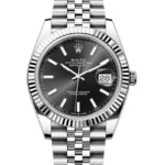 Rolex Datejust 41 Black Index Oystersteel White Gold Jubilee 126334 - Stock photo - Close front look