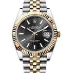 Rolex Datejust 41 Black Index Oystersteel Yellow Gold Jubilee 126333 - Stock photo - Close front look