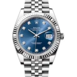 Rolex Datejust 41 Blue Diamond Oystersteel White Gold Jubilee 126334 - Stock photo - Close front look