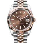 Rolex Datejust 41 Chocolate Index Oystersteel Rose Gold Jubilee 126331 - Stock photo - Close front look