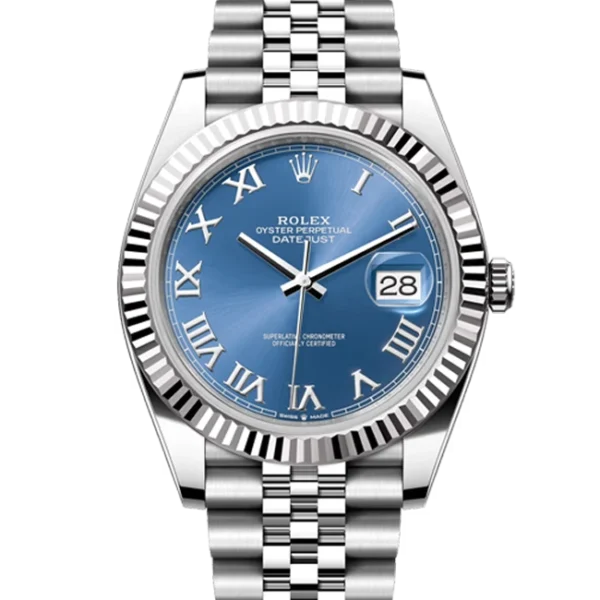 Rolex Datejust 41 White Gold Oystersteel Blue Roman Jubilee 126334 - Closed look