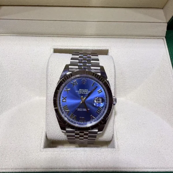 Rolex Datejust 41 White Gold Oystersteel Blue Roman Jubilee 126334 - Front