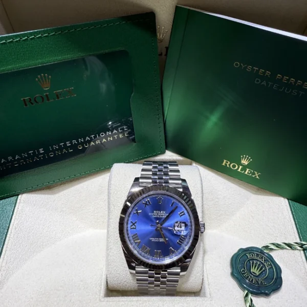 Rolex Datejust 41 White Gold Oystersteel Blue Roman Jubilee 126334 - Full set