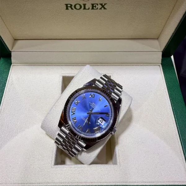 Rolex Datejust 41 White Gold Oystersteel Blue Roman Jubilee 126334 - Top view