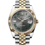 Rolex Datejust 41 Wimbledon Oystersteel Yellow Gold Jubilee 126333 - Stock photo - Close front look