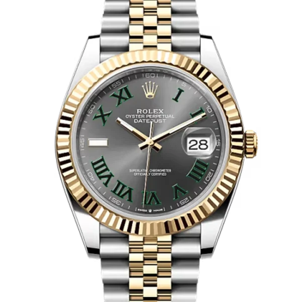 Rolex Datejust 41 Wimbledon Oystersteel Yellow Gold Jubilee 126333 - Stock photo - Close front look