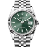 Rolex datejust 36 green index dial 126234 close front