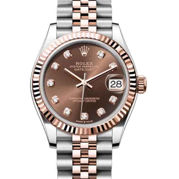 rolex datejust 31 chocolate dial 278271 close front look