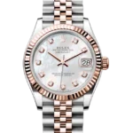 rolex datejust 31 mother of pearl diamond dial jubilee 278271 close front look