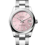 rolex datejust 31 pink dial oyster 278240 close front