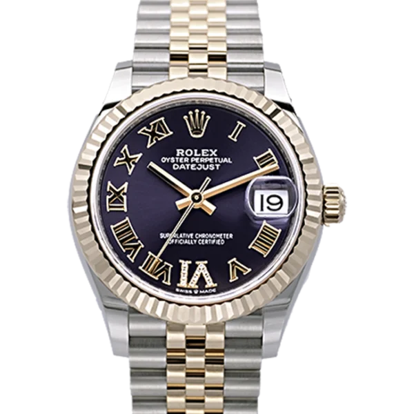 rolex datejust 31 purple diamond dial 278271 close front