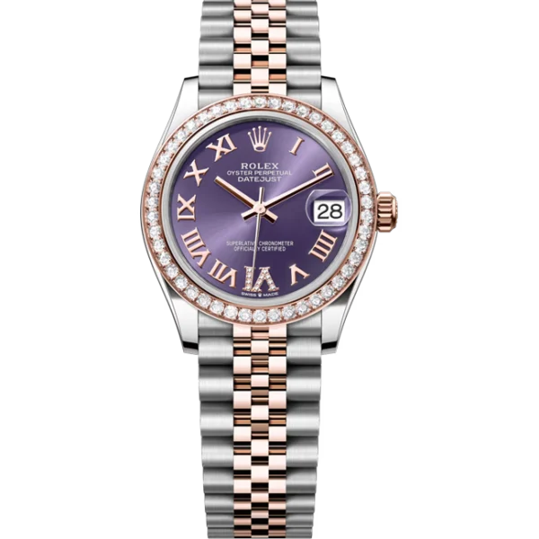 rolex datejust 31 purple roman diamond dial with diamond bezel 278381rbr