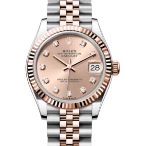 rolex datejust 31 rose diamond dial jubilee 278271 close front