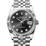 rolex datejust 36 black diamond dial jubilee 126234 close front